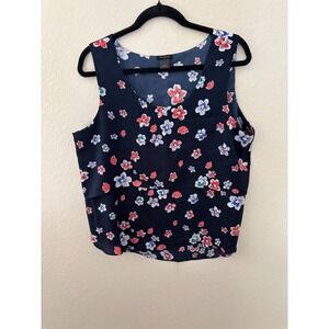 Ann Taylor Floral Sleeveless Blouse Top Layered  L (A634)